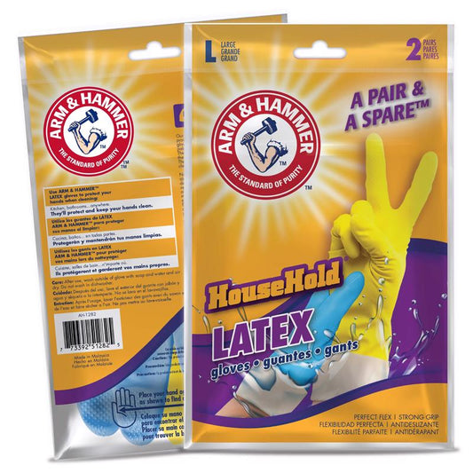 Arm & Hammer A Pair & A Spare Latex Cleaning Gloves L Blue/Yellow 2 pair