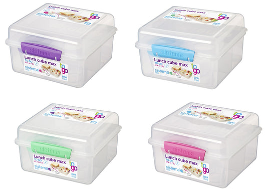Sistema 21745 2 Liter Clear Lunch Cube Max Box To Go With Yogurt Pot