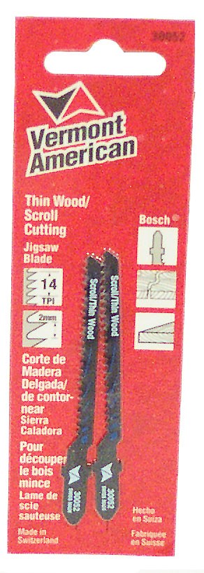 Vermont American 30052 3-1/8" T-Shank Wood Cutting Scroll Jig Saw Blade