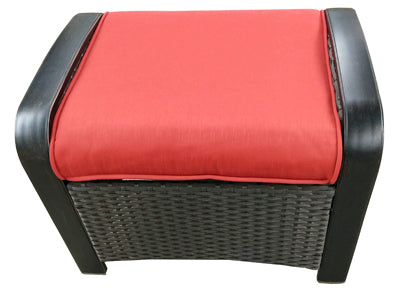 Siesta Key Ottoman, Wicker With Red Cushions