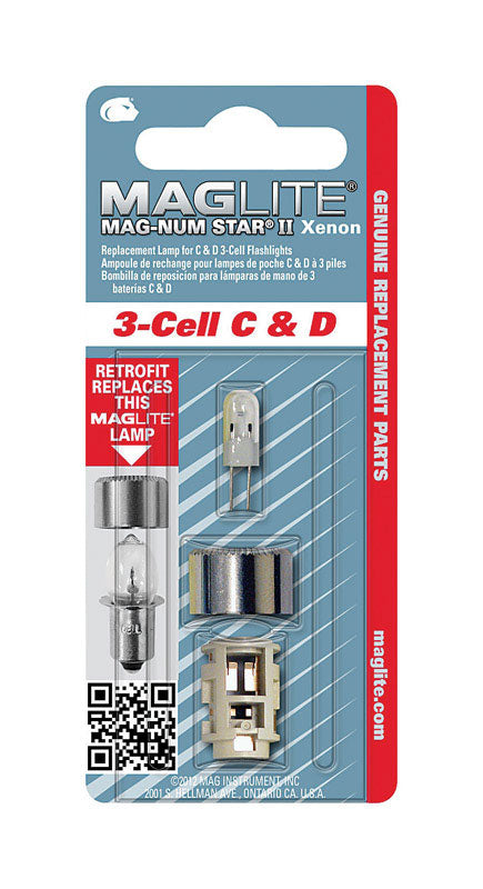 Mag-Lite Mag-Num Star II 3-Cell C & D Clear Bi-Pin Base Super Bright Xenon Flashlight Bulb