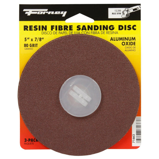 Forney 5 in. Aluminum Oxide Adhesive Sanding Disc 80 Grit 3 pk