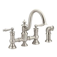 Spot resist stainless two-handle high arc kitchen faucet