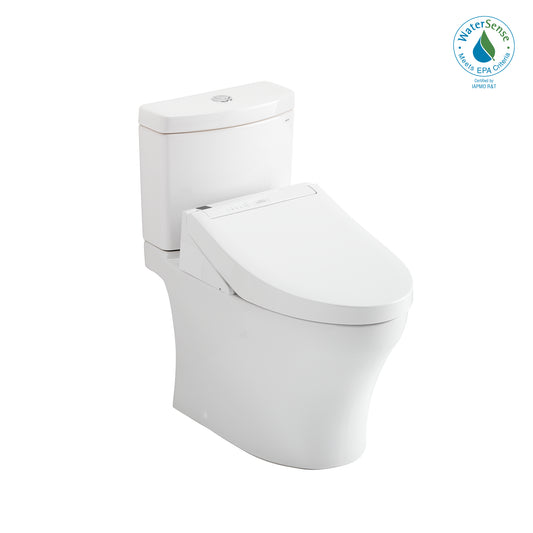 TOTO® WASHLET®+ Aquia IV 1G®Two-Piece Elongated Dual Flush 1.0 and 0.8 GPF Toilet and WASHLET C5 Bidet Seat, Cotton White - MW4463084CUMG#01