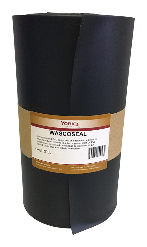 York Wasco Seal Waterproofed Black Roll PVC Flashing 20 mil. Thick x 12 W x 1800 L in.