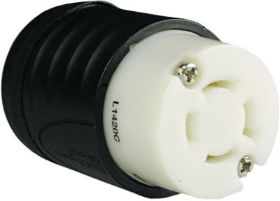 Locking Connector, 20-Amp, 125/250-Volt, Black/White