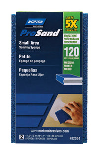 Norton ProSand 4.5 in. L X 2.69 in. W X 1 in. 120 Grit Medium Small Area Sanding Sponge