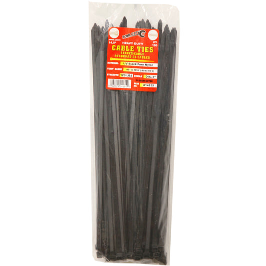 Tool City  14.5 in. L Black  Cable Tie  100 pk