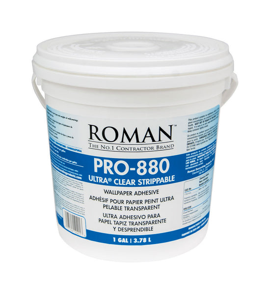 Adhesivo para papel tapiz de almidón de alta resistencia, desprendible y ultratransparente, Roman Pro-880, 1 galón (paquete de 4)