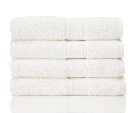 Livim Natural Home Boreal Collection 100% Genuine Cotton 4Pcs Set Bath towel 700GSM 12/1 Soft 100% Cotton, Towels for Home Décor White Color 30x52 In (76x132 Cm)