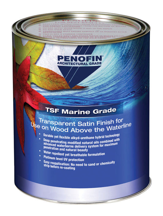 Penofin TSF Marine Grade Transparent Satin Water-Based Stain 1 gal. (Pack of 4)
