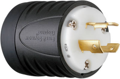 Locking Plug, 20-Amp, 250-Volt, Black/White