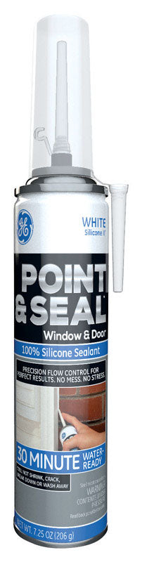 GE  Point and Seal  White  Silicone 2  Window and Door  Caulk Sealant  7.25 oz.