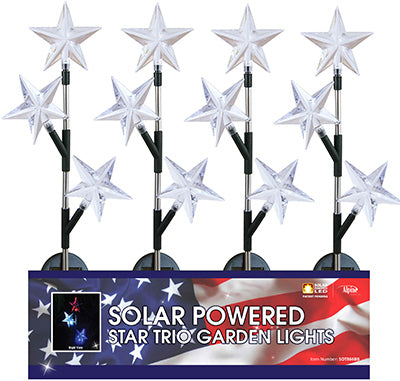 LED Star Solar Stake, Red, White & Blue (Pack of 12)
