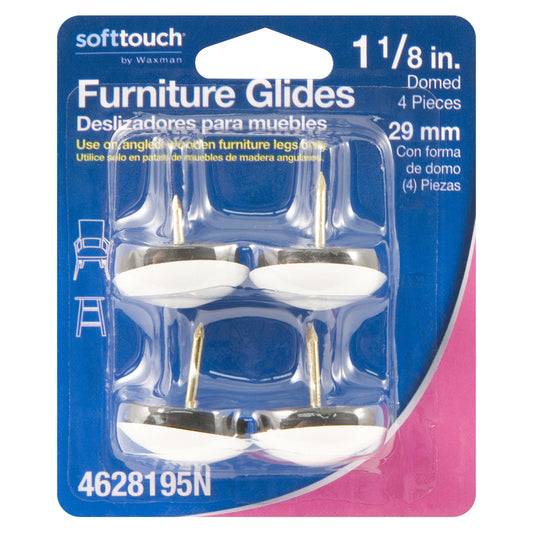 Softtouch White 1-1/8 in. Nail-On Plastic Chair Glide 4 pk