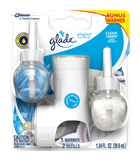 Glade Plug-Ins Clean Linen Scent Air Freshener Starter Kit 1.34 oz. Liquid (Pack of 6)