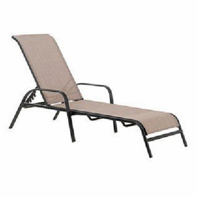 Sunny Isles Chaise Lounge, Tan Sling Fabric, Black Steel Frame
