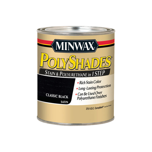 Minwax 61995 1 Quart Classic Black Polyshades® Satin Wood Stain (Case of 4)