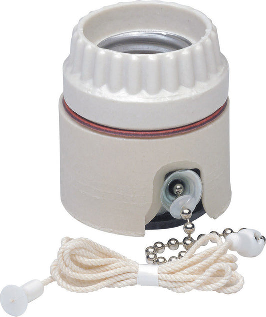 Leviton  Porcelain  Incandescent  Medium Base  Pull Chain Socket  1 pk