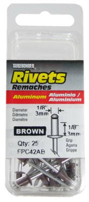 Aluminum Rivets, Short, Brown, 1/8-In. Dia., 25-Pk. (Pack of 5)