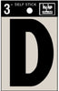 Hy-Ko 3 in. Black Vinyl Letter D Self-Adhesive 1 pc. (Pack of 10)