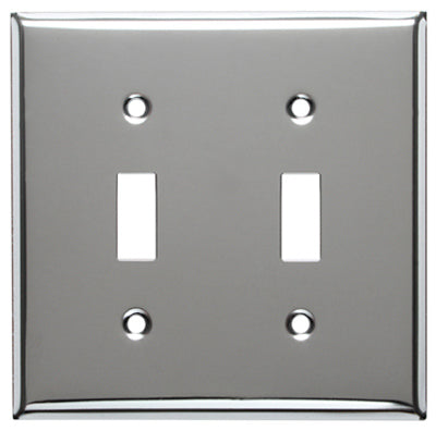 Steel Wall Plate, 2-Gang, 2-Toggle Opening, Chrome