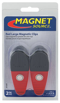 Master Magnetics 07520 3.5" X 1.25" Opaque Red Magnetic Clips 2 Count