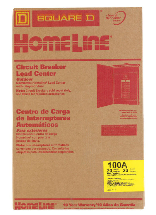 Homeline Main Breaker Load Center 100 Amp 20 Spaces 20 Circuits Boxed