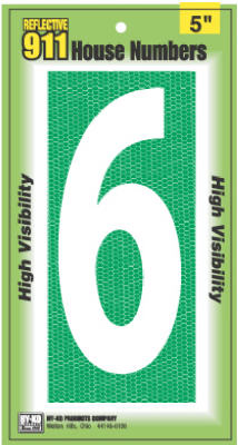 Hy-Ko 5 in. Reflective White Aluminum Number 6 Nail-On 1 pc. (Pack of 5)