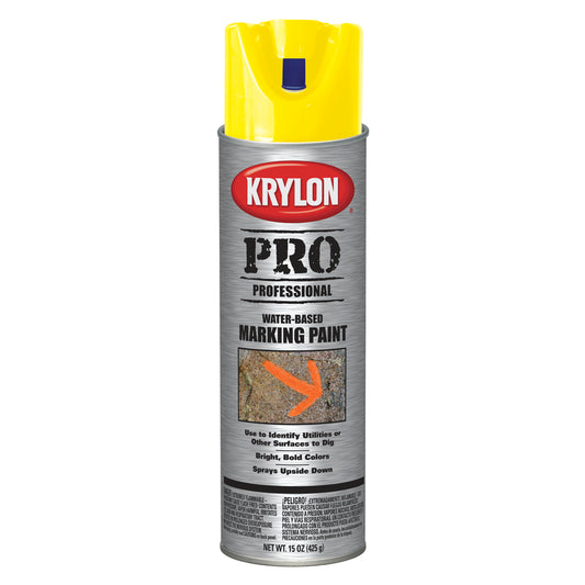 Krylon 7317 15 Oz APWA Utility Yellow Water Based Marking Spray Paint (Pack of 6)