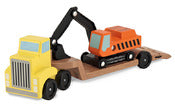 Melissa & Doug 04577 Wooden Trailer & Excavator Toys 3 Piece Set