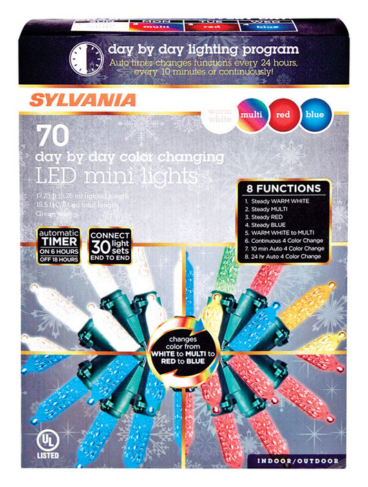 Sylvania  Day by Day  LED M7  Light Set  Color Changing  17.25 ft. 70 lights Green wire