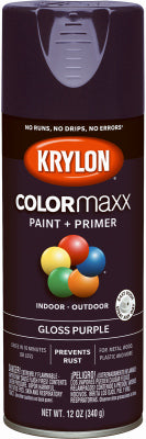 COLORmaxx Spray Paint + Primer, Gloss Purple, 12-oz.