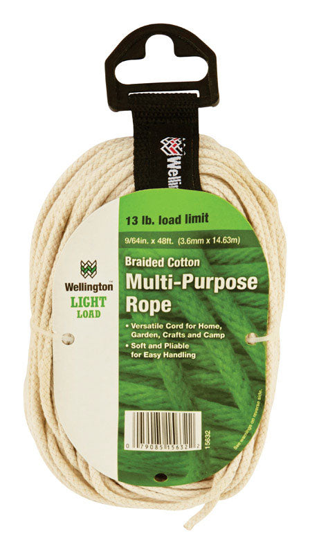 Wellington 9/64 in. D X 48 ft. L White Braided Cotton Rope