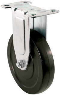 Rigid Plate Caster, Rubber Wheel, 5-In.