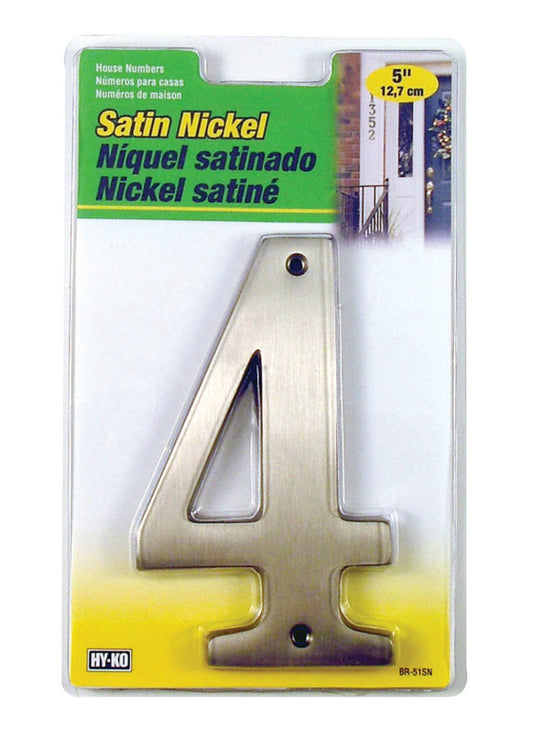 Hy-Ko 5 in. Silver Metal Nail-On Number 4 1 pc