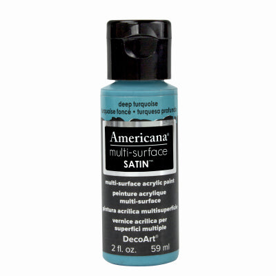 Americana Multi Surface Craft Paint, Satin, Deep Turquoise, 2-oz. (Pack of 3)