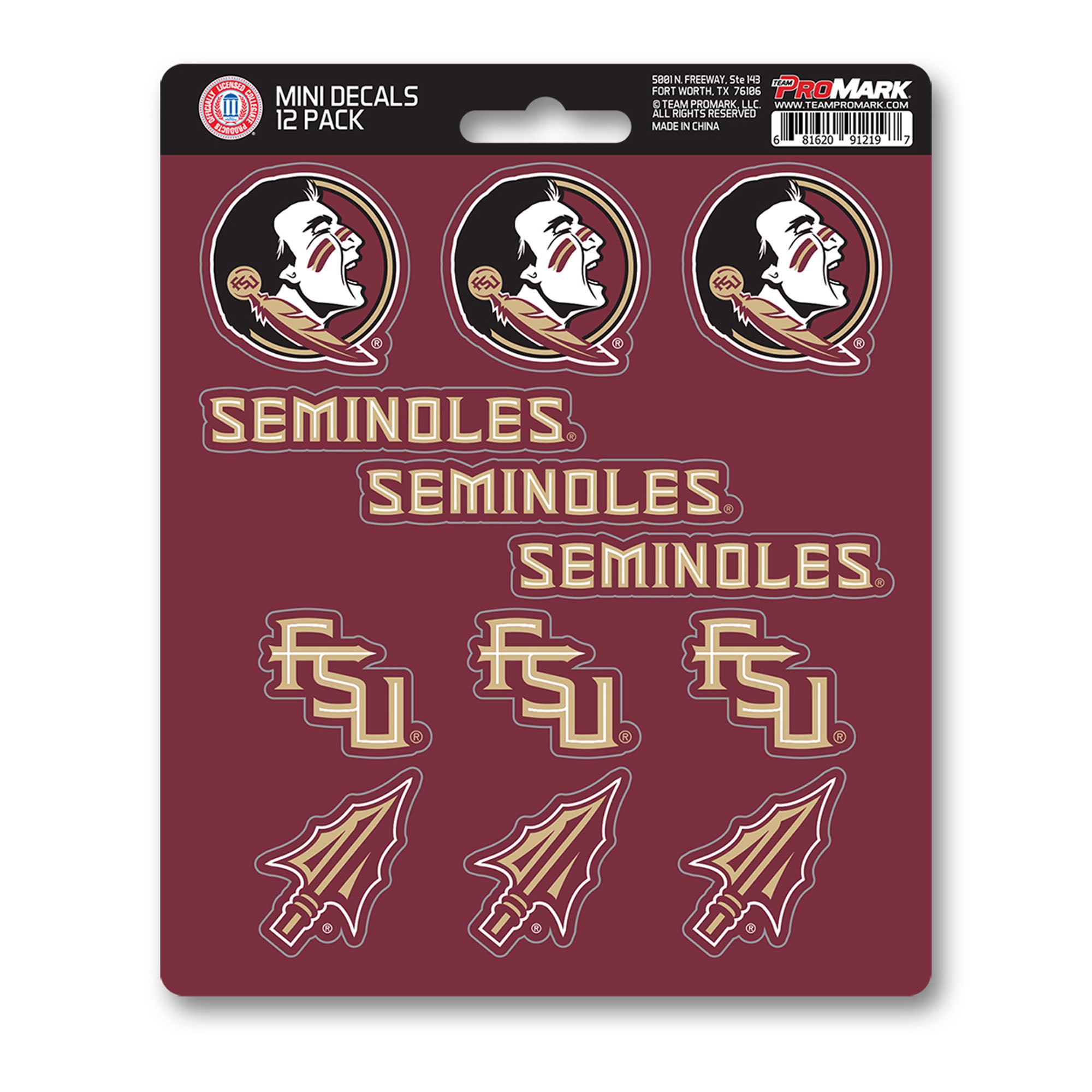Florida State University 12 Count Mini Decal Sticker Pack | Max Warehouse