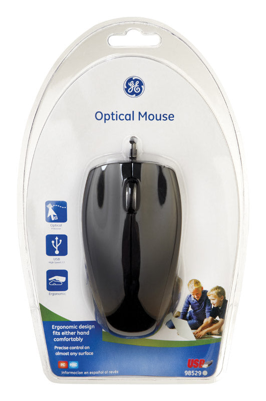 GE Jasco 98529 Black Wired Optical Scroll Mouse