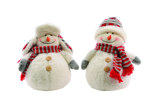 Decoris Plush Snowman Christmas Decoration White/Red Polyester 1 pk (Pack of 6)