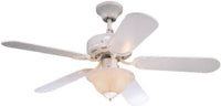 Ceiling Fan With Alabaster Light Fixture, White, 5 Blades, 42-In.