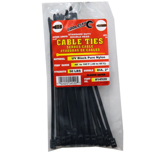 Tool City  8.25 in. L Black  Cable Tie  25 pk
