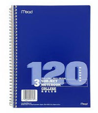 3-Subject Spiral Notebook, 10.5 x 8-In., 120-Ct.