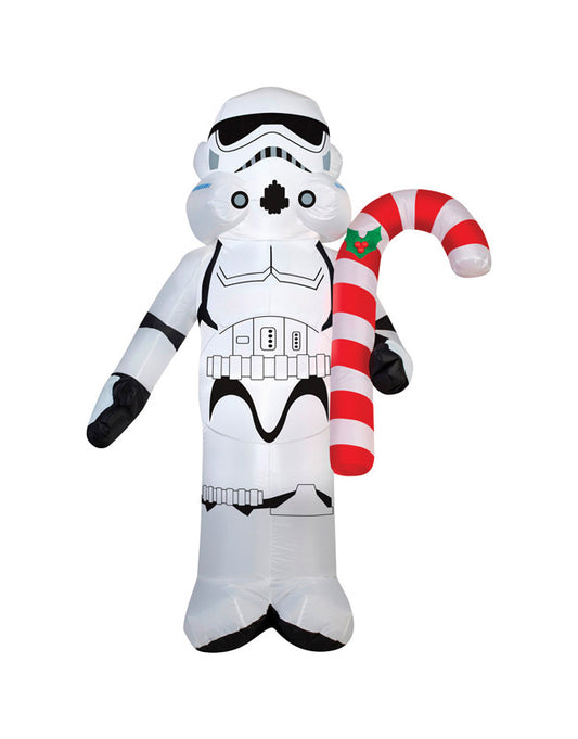 Gemmy  Airblown  Star Wars Stormtrooper Holding Candy Cane  Christmas Inflatable  Black/White  1 pk Polyester