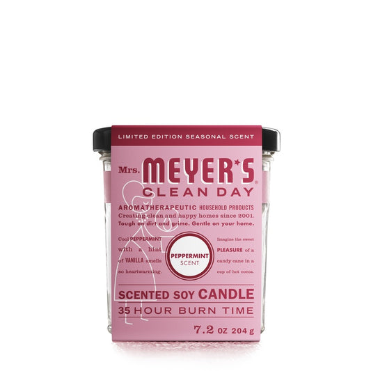 Mrs. Meyer s Cottonseed/Soy White Peppermint Scent Large Soy Candle 7.2 oz. (Pack of 6)