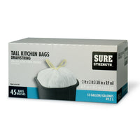 Sure Strength 13 gal Tall Kitchen Bags Drawstring 45 pk