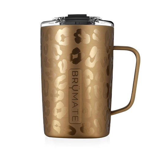 BruMate Toddy 16 oz Leopard Gold BPA Free Insulated Mug