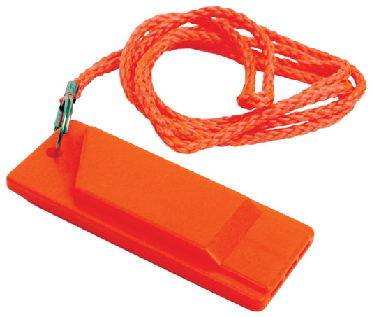 Attwood 11829-6 1-7/64" X 2-51/64" X 5/16" Orange Flat Safety Whistle
