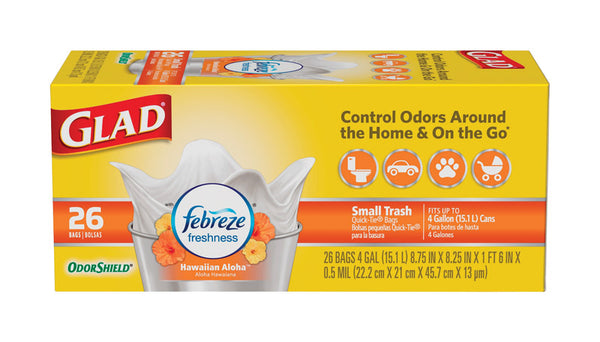 Glad Small Twist-Tie Trash Bags, Febreze Fresh Clean Scent - 4 Gal