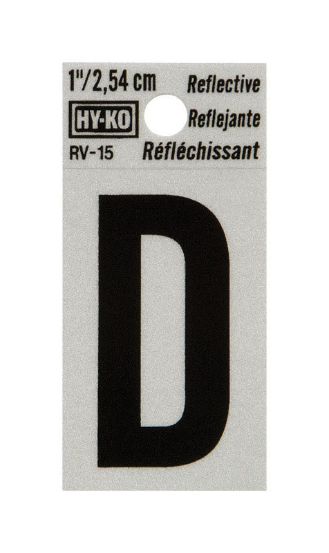 Hy-Ko 1 in. Reflective Black Vinyl Letter D Self-Adhesive 1 pc. (Pack of 10)